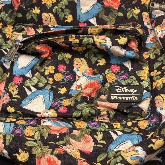 Rare Loungefly Disney Alice in Wonderland Floral Backpack Full Size Laptop Sleev main image 9